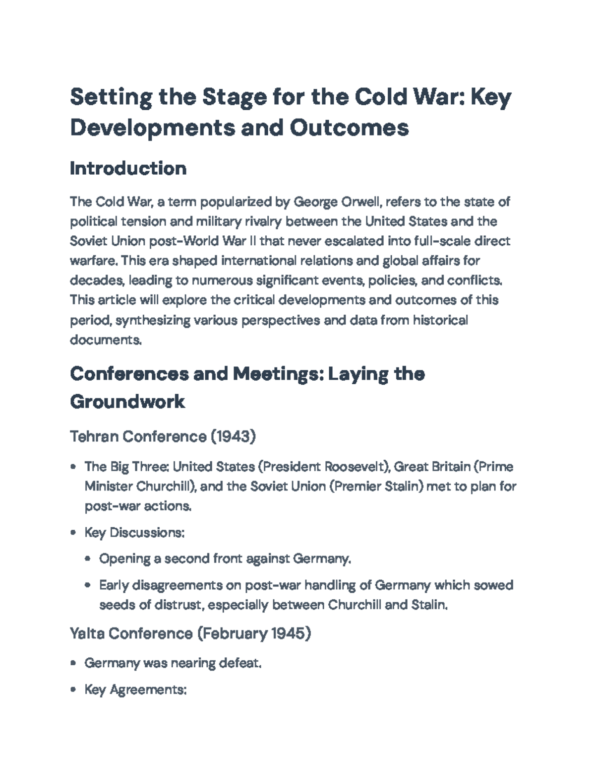 The Cold War Unfolded: Key Events and Policies - Setting the Stage for ...