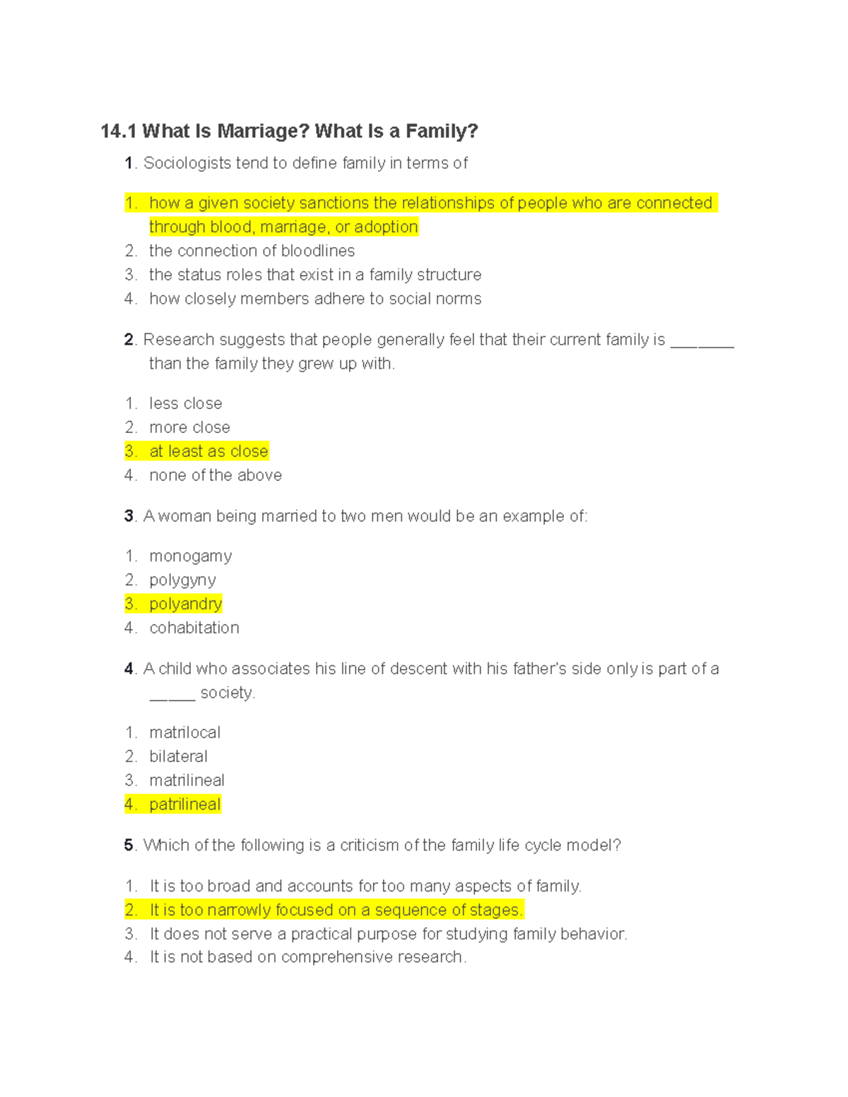 Soc 1 Study Guide: Key Concepts from Chapter 14 (With Answers) - Studocu