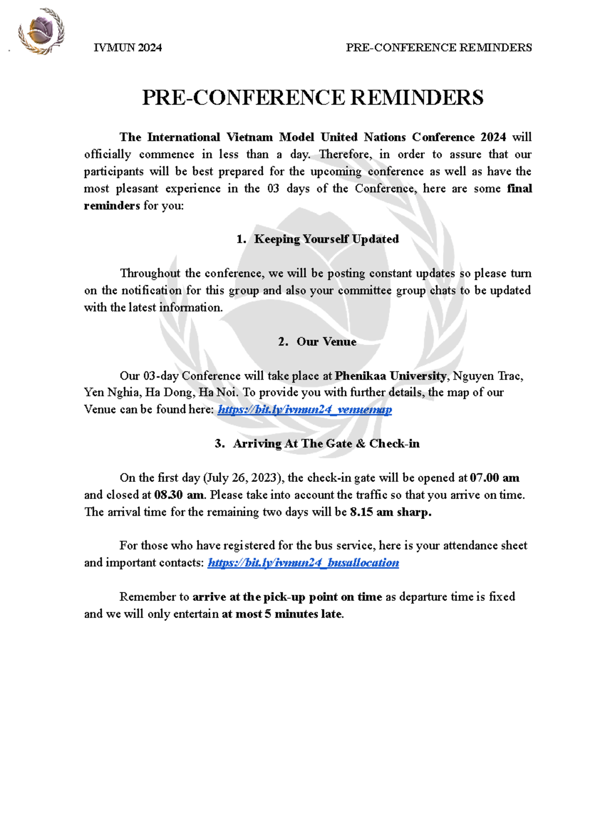 Ivmun 2024 PRE- Conference Reminders - IVMUN 2024 PRE-CONFERENCE ...
