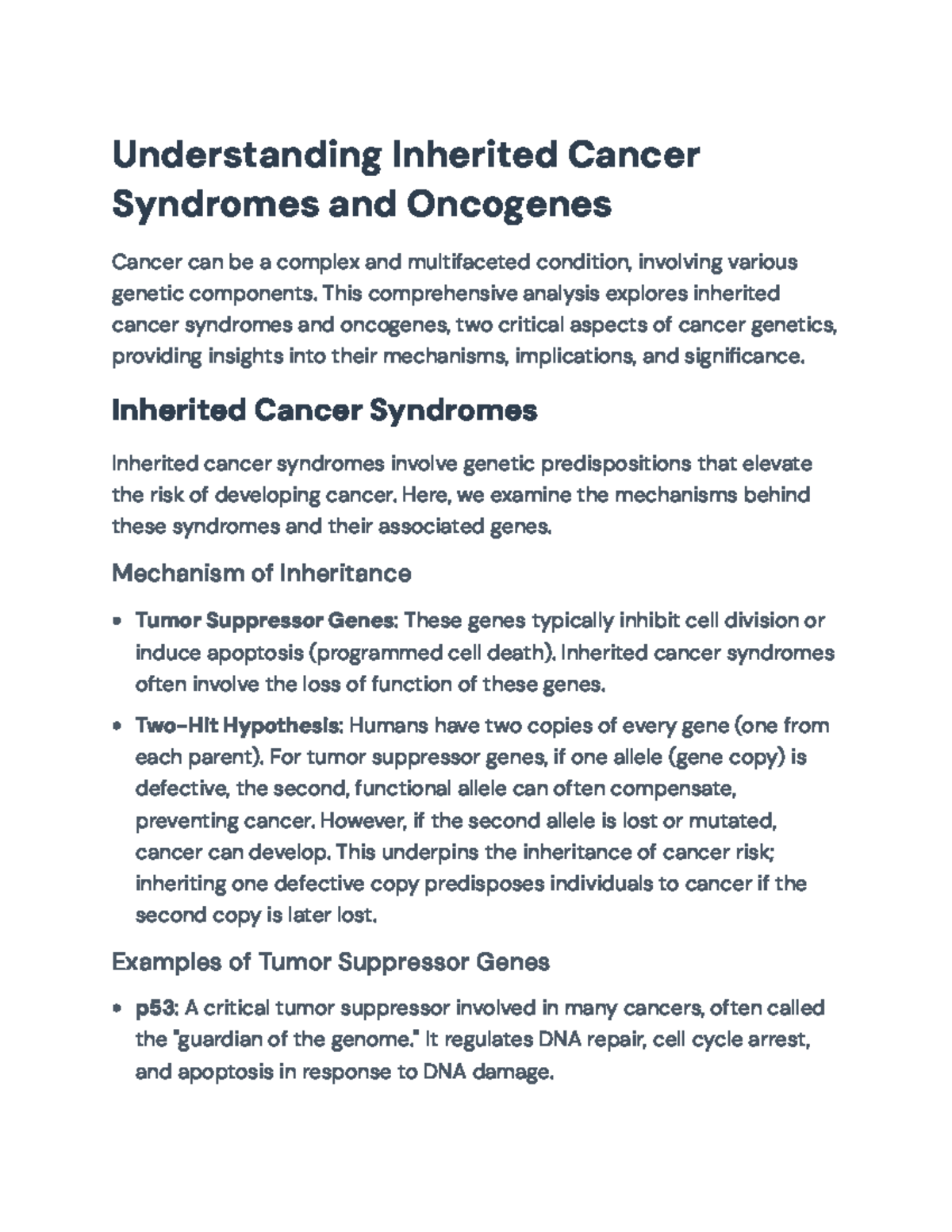 Understanding Inherited Cancer Syndromes and Oncogenes in Depth ...