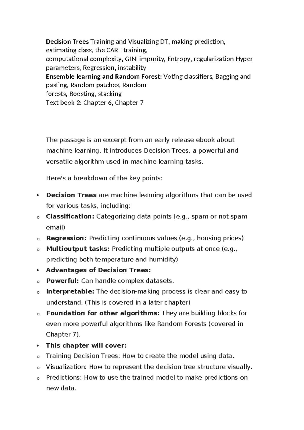 Module 4 - Final Exam Study Notes on Decision Trees in ML - Studocu