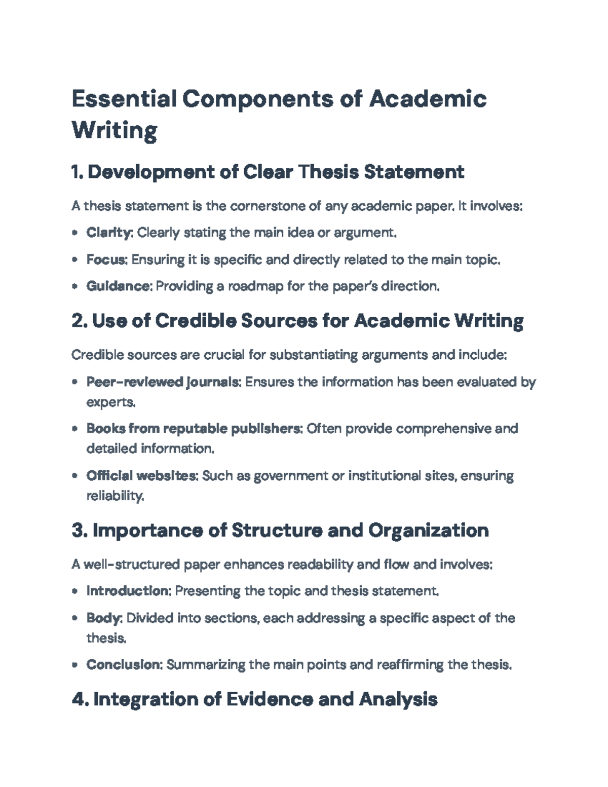 Essential Components of Academic Writing: Thesis, Sources, Structure ...