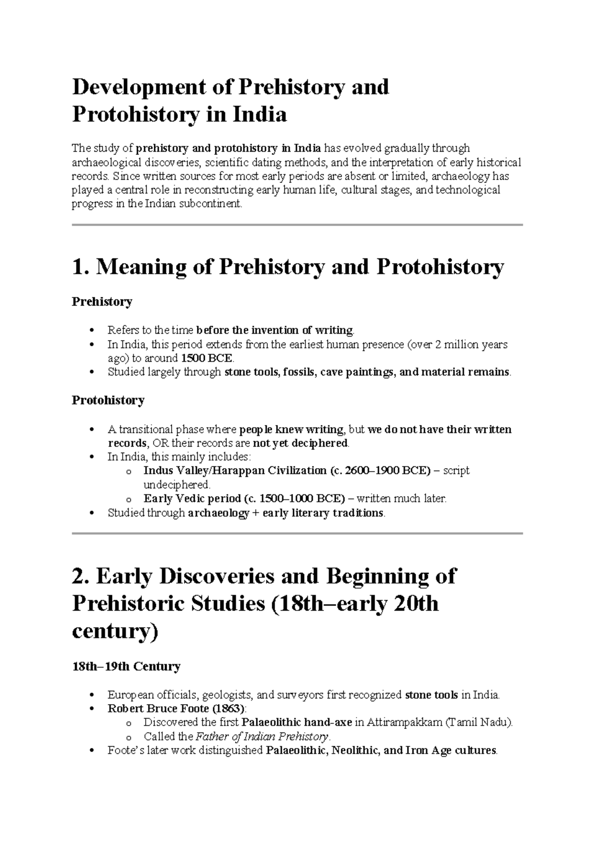 Prehistory and Protohistory in India: An Archaeological Overview - Studocu