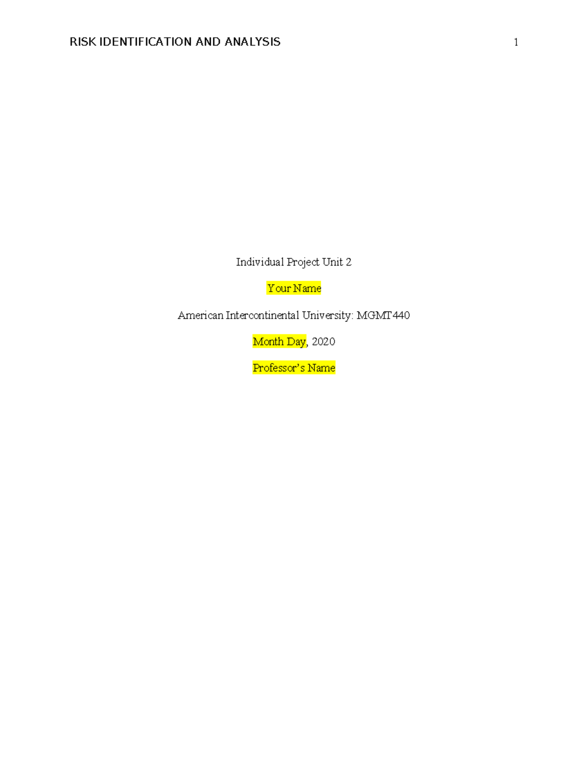 Individual Project - Elaborate. - Individual Project Unit 2 Your Name ...