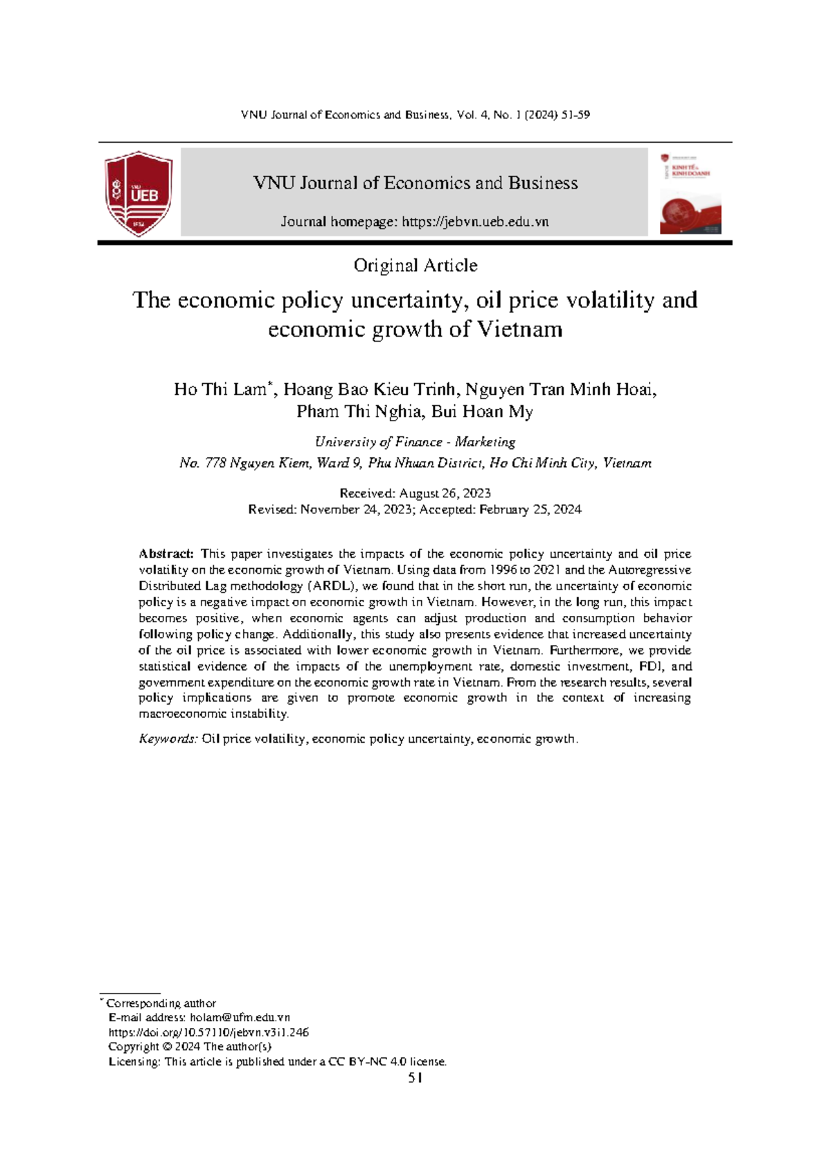Economic Policy Uncertainty and Oil Price Volatility: Impacts on ...
