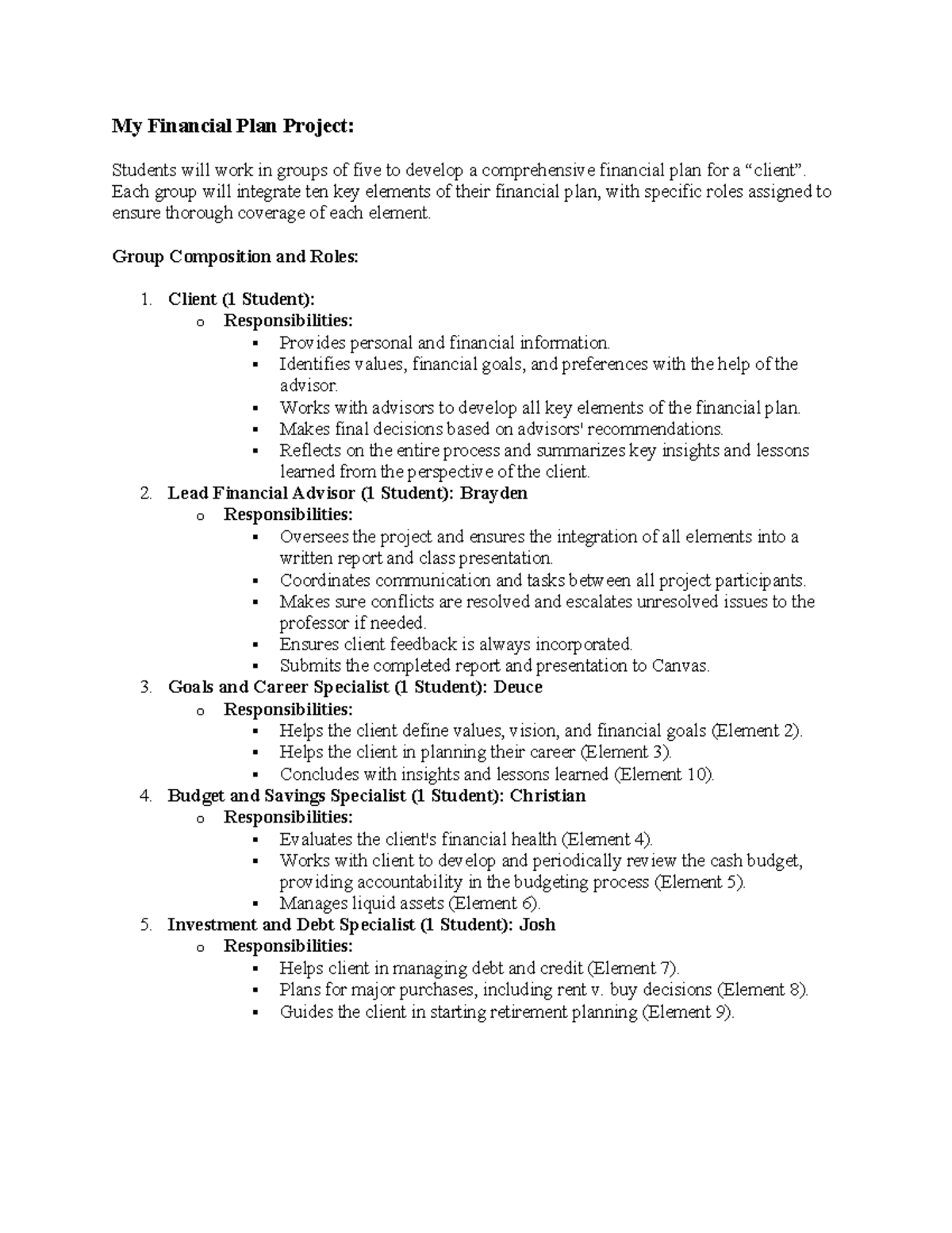 My Financial Plan Project. 2025 - My Financial Plan Project: Students ...