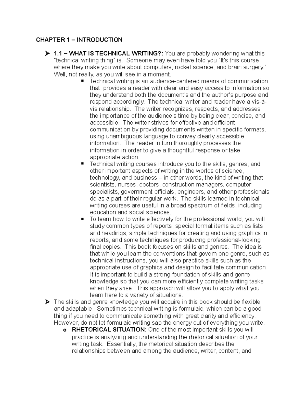 CHAPTER 1 - INTRODUCTION TO TECHNICAL WRITING AND COMMUNICATION - Studocu