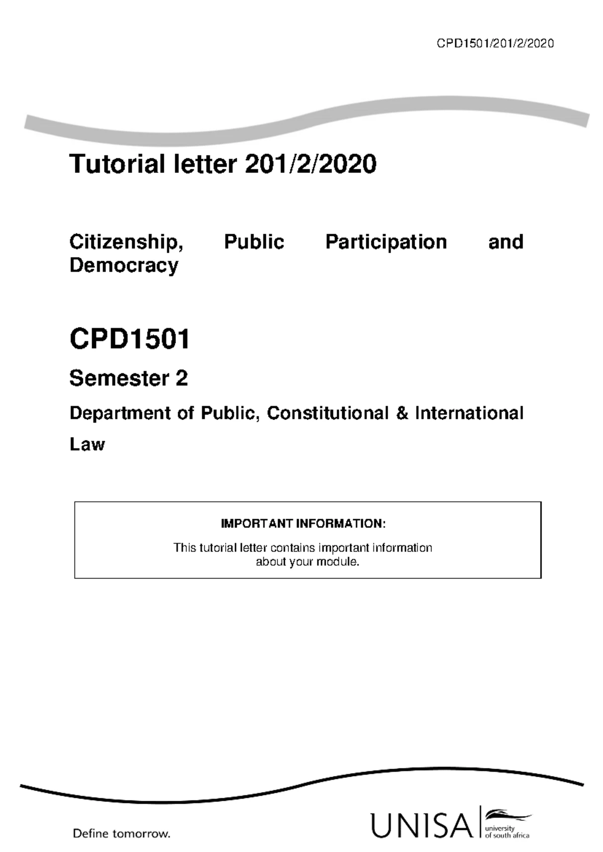 Lecture on study units 1 and 2 of CPD1501: South African citizenship ...