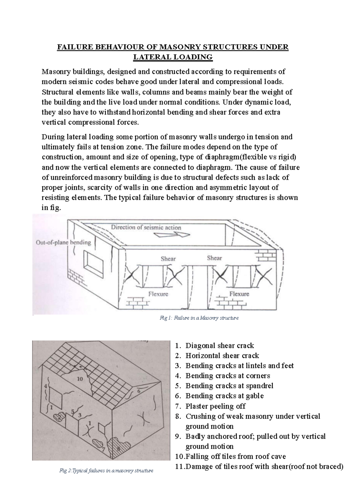 Failure Mechanisms of Masonry Structures Under Lateral Loading ...