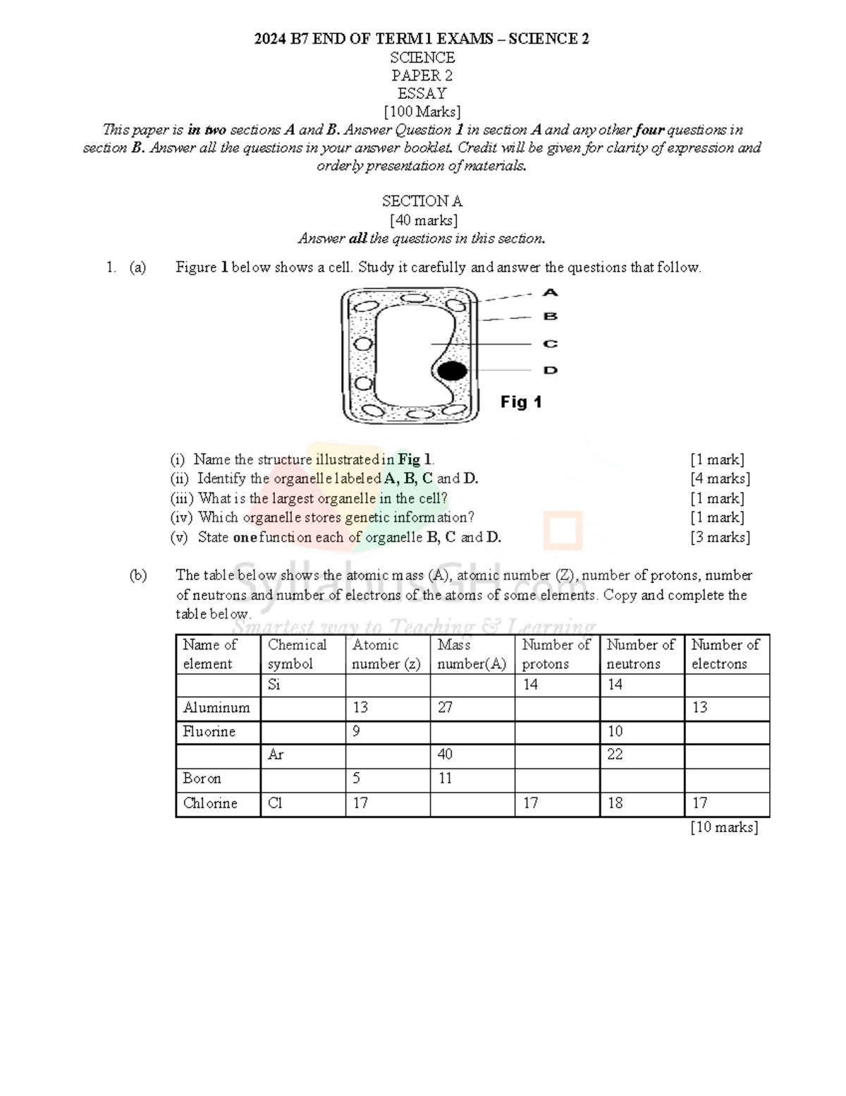 2024 B7 End of Term 1 Exams Science 2 Essay Paper - Studocu