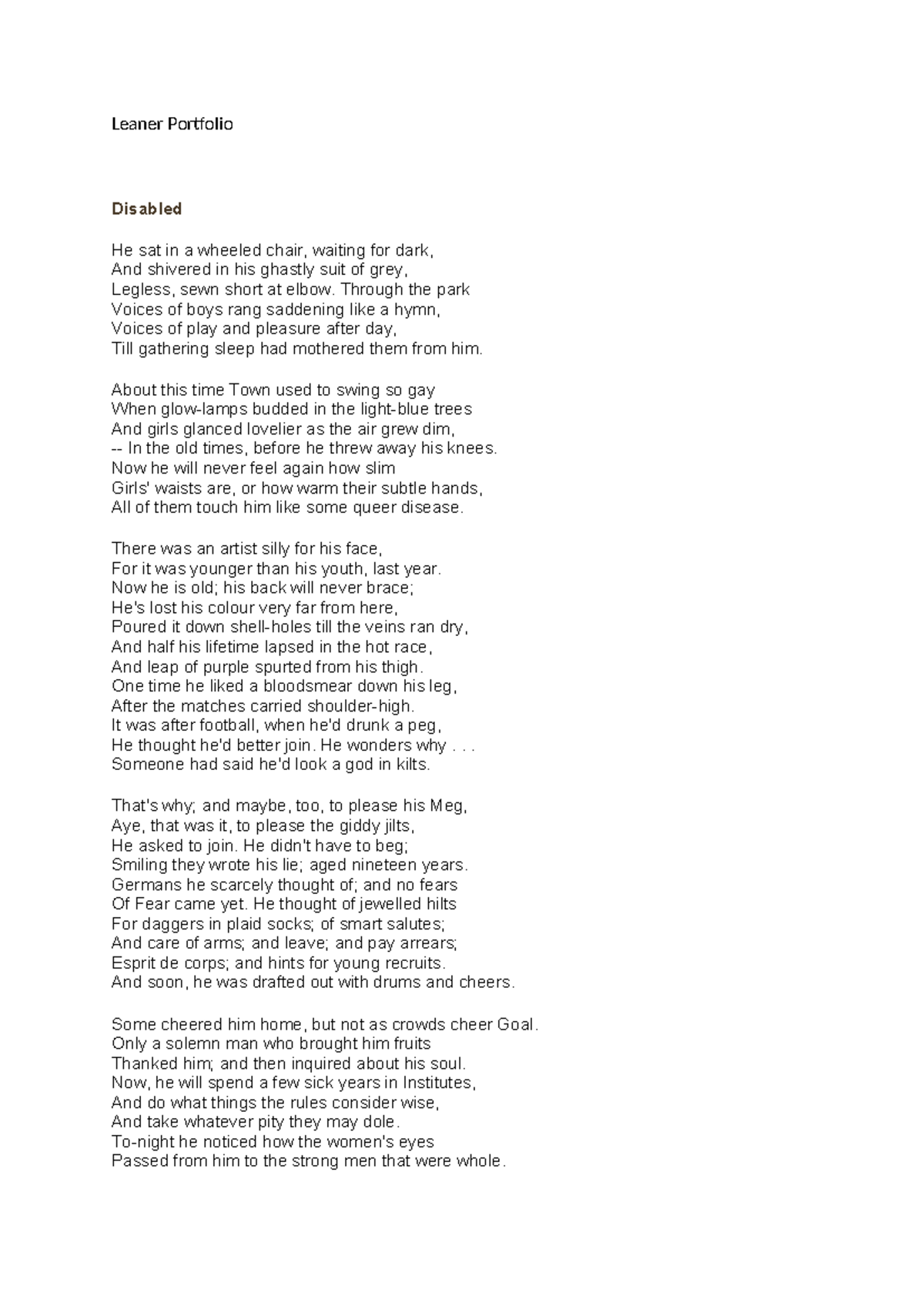 eng-101-analysis-of-wilfred-owen-s-disabled-poem-studocu