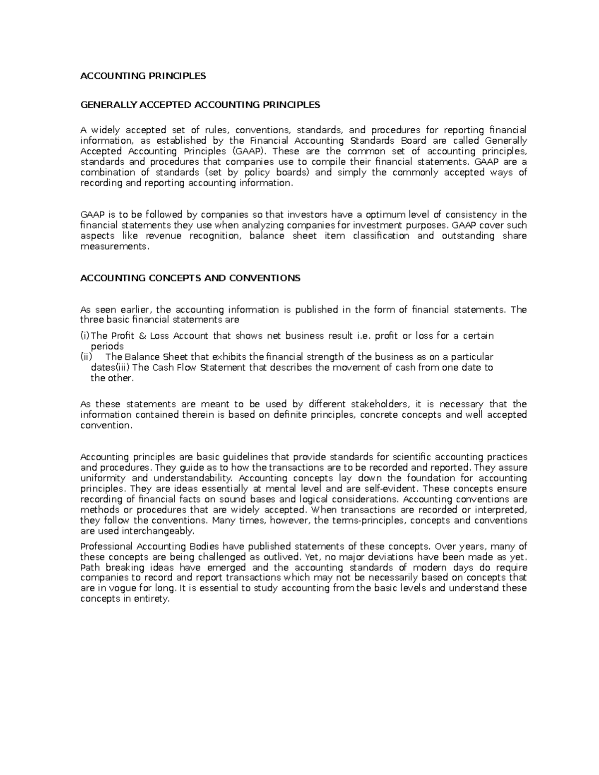 Accounting Principles Lecture Notes #2: Understanding GAAP and Concepts ...