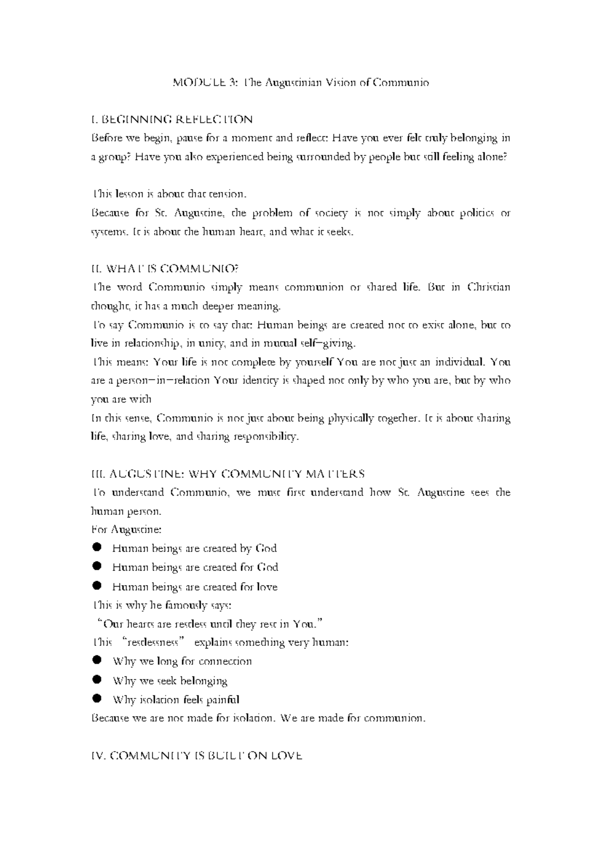 Re Ed 4 Module 3: Understanding the Augustinian Vision of Communio ...