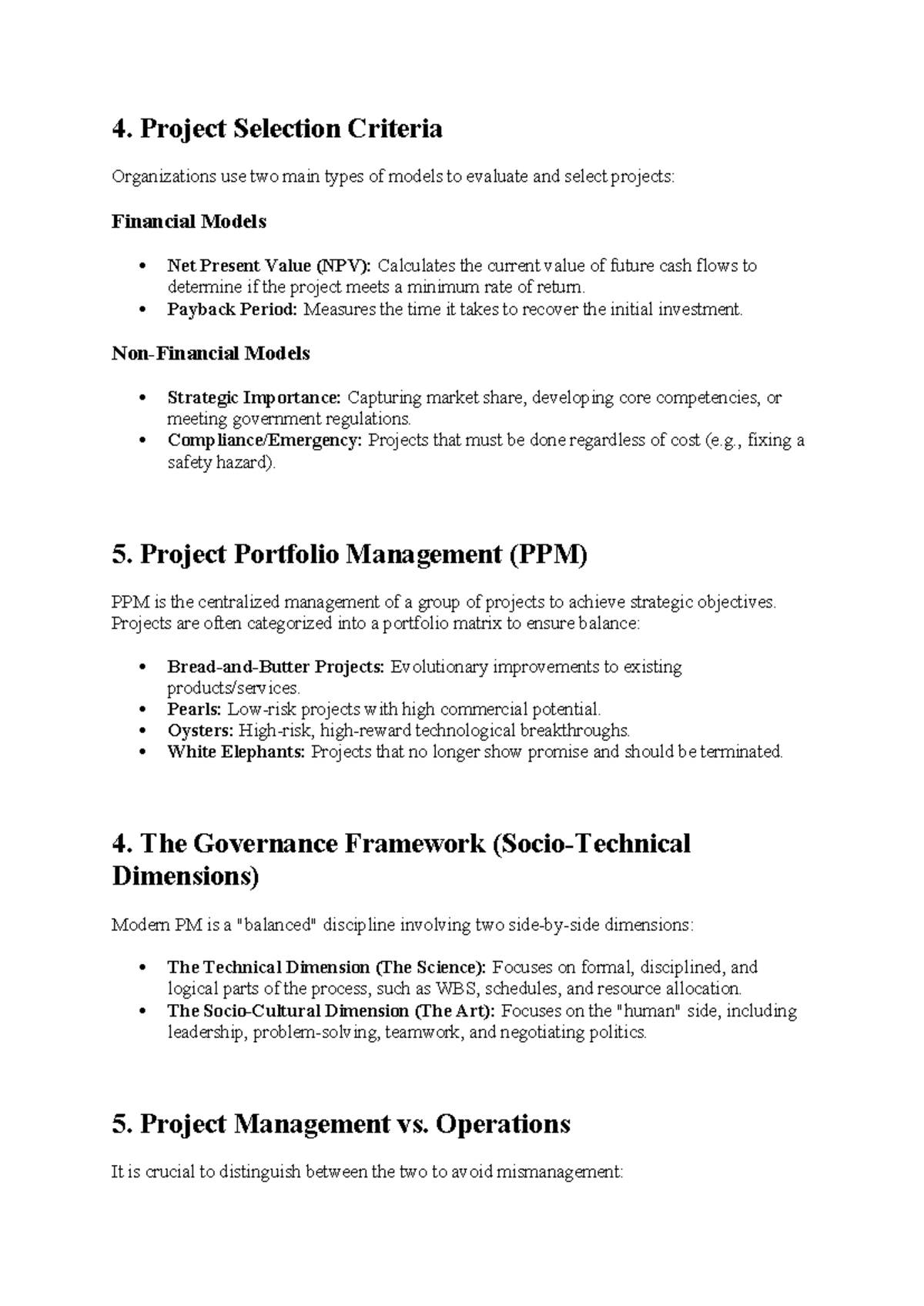 Project Management Concepts: Selection Criteria & PPM (Chap 2.1) - Studocu