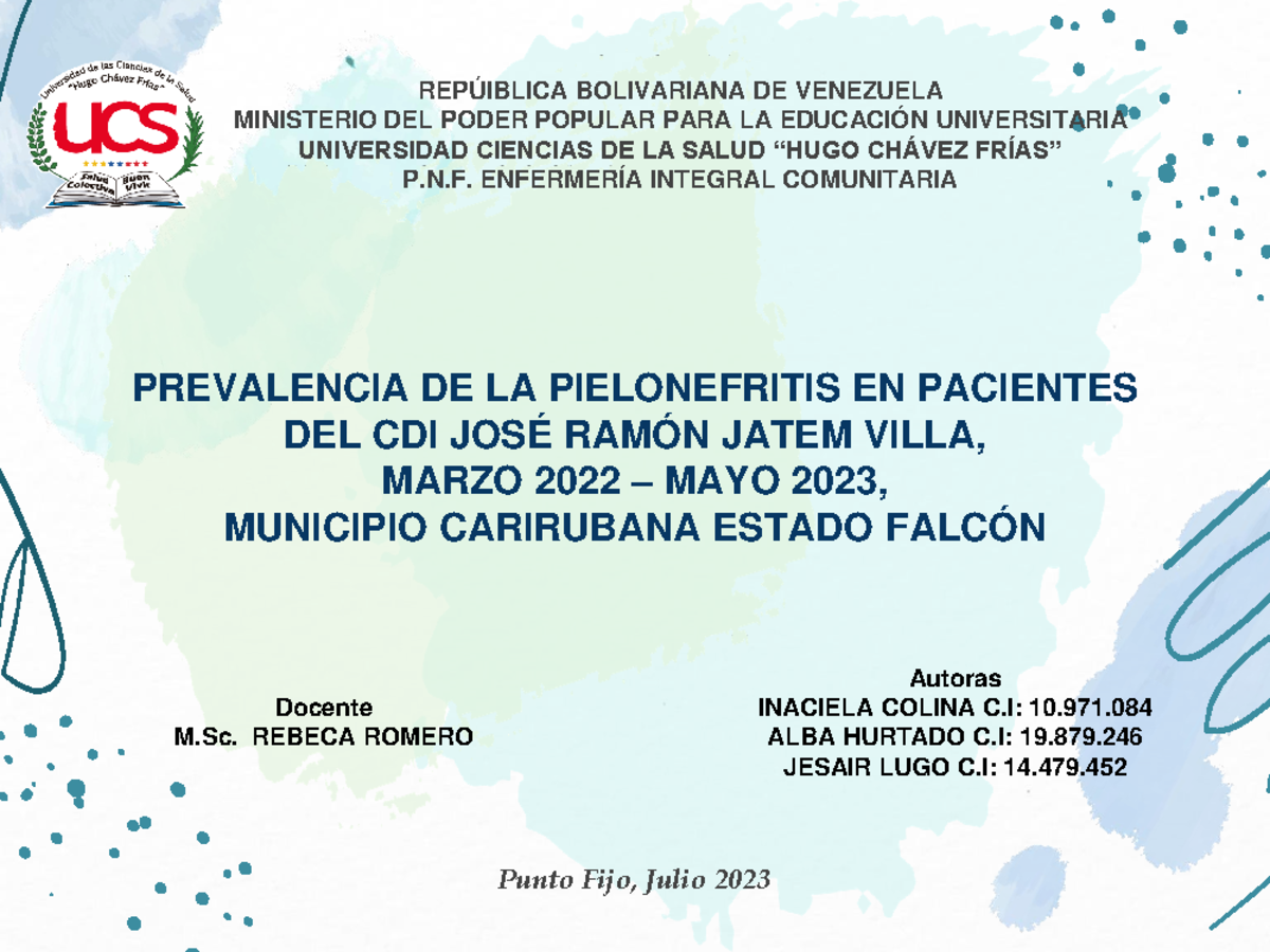 Prevalencia de Pielonefritis en Pacientes del CDI José Ramón Jatem ...