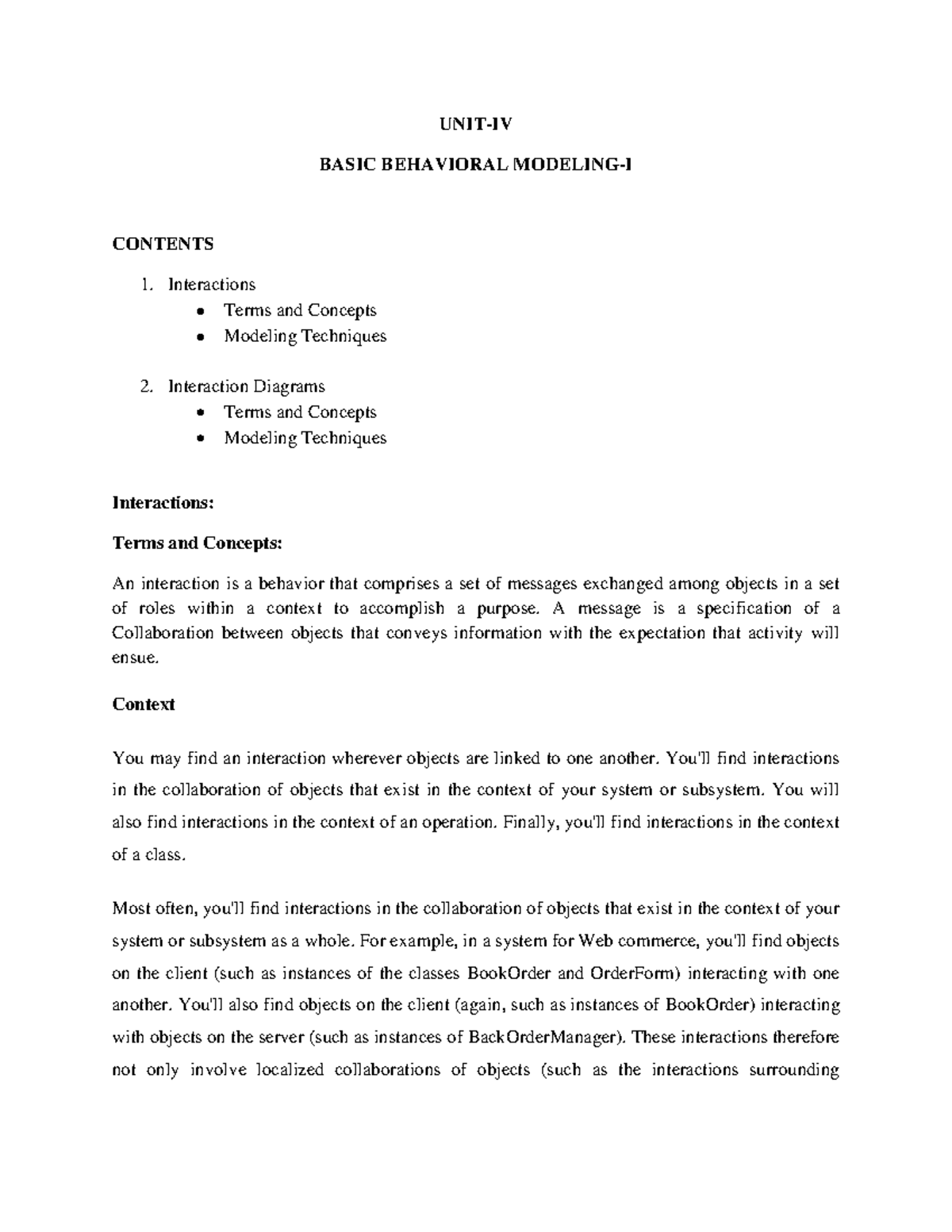 OOAD Unit 4 Notes: Behavioral Modeling & Interaction Diagrams - CSE 3-2 ...
