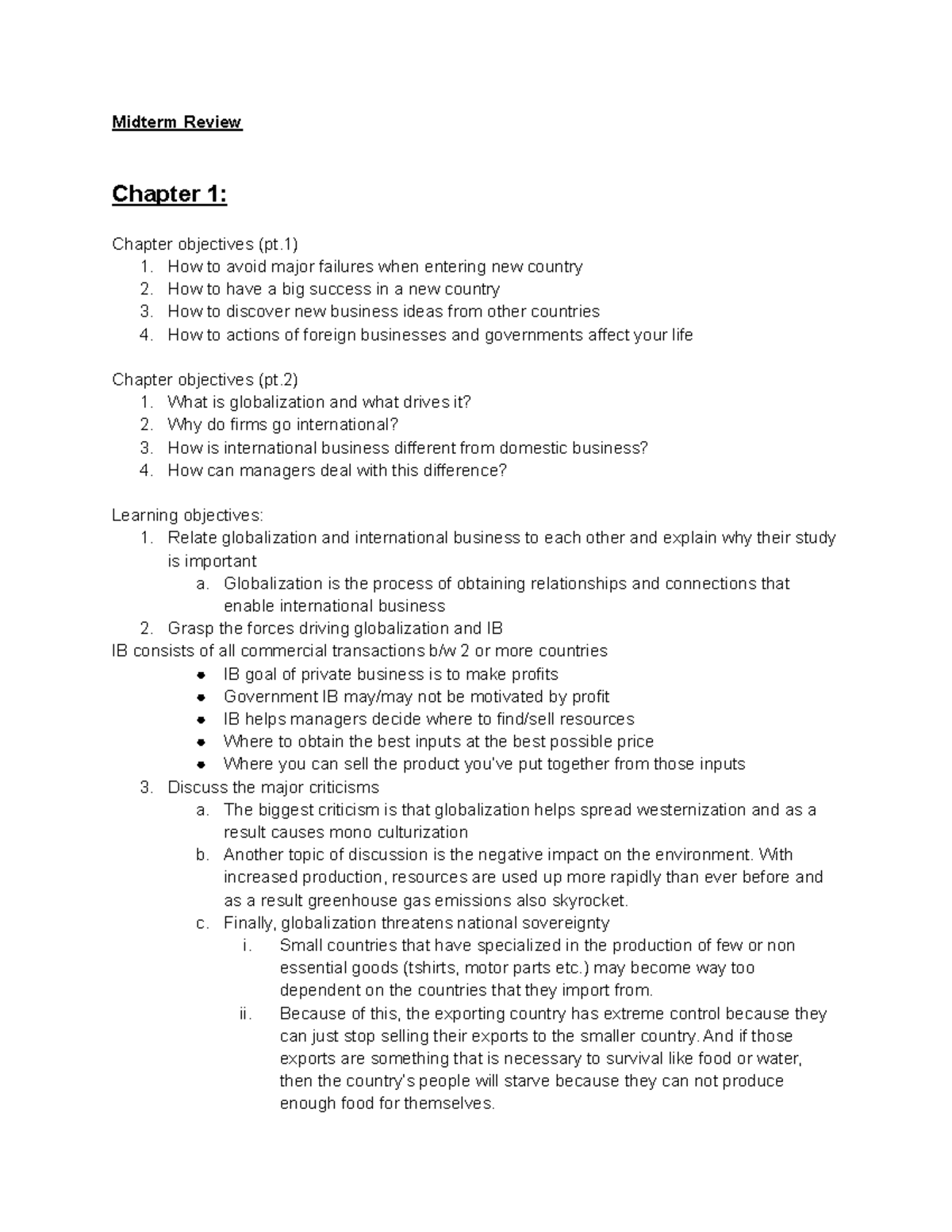 D270 Midterm Review: Key Concepts in International Business - Studocu