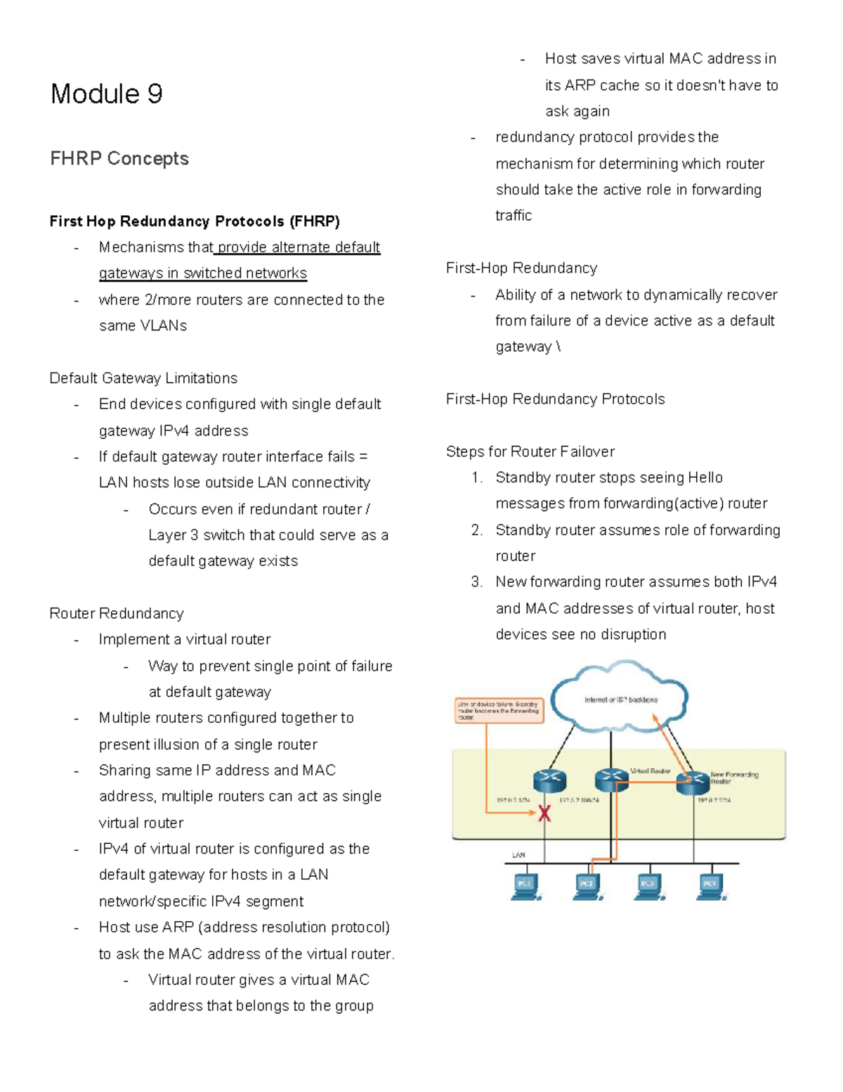 Datacoms 9-12: FHRP & WLAN Concepts Overview - Studocu