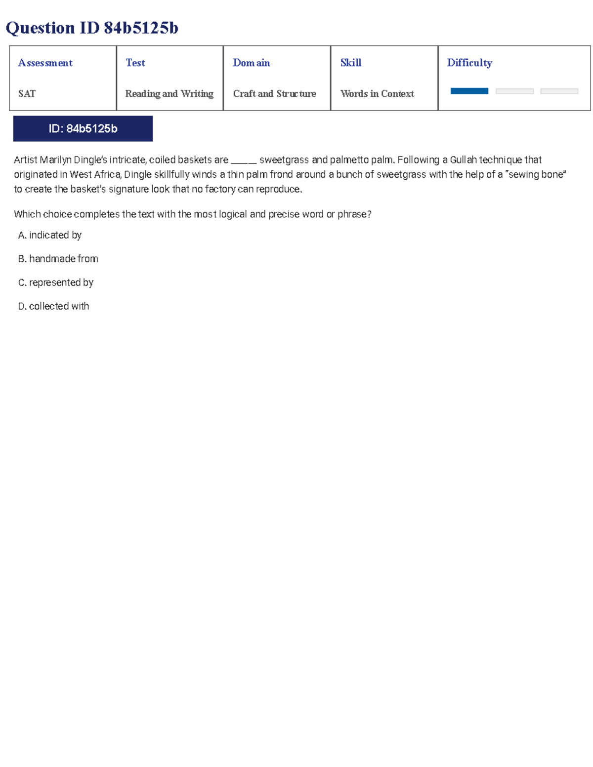 SAT Reading and Writing Assessment Test Questions and Answers - Studocu