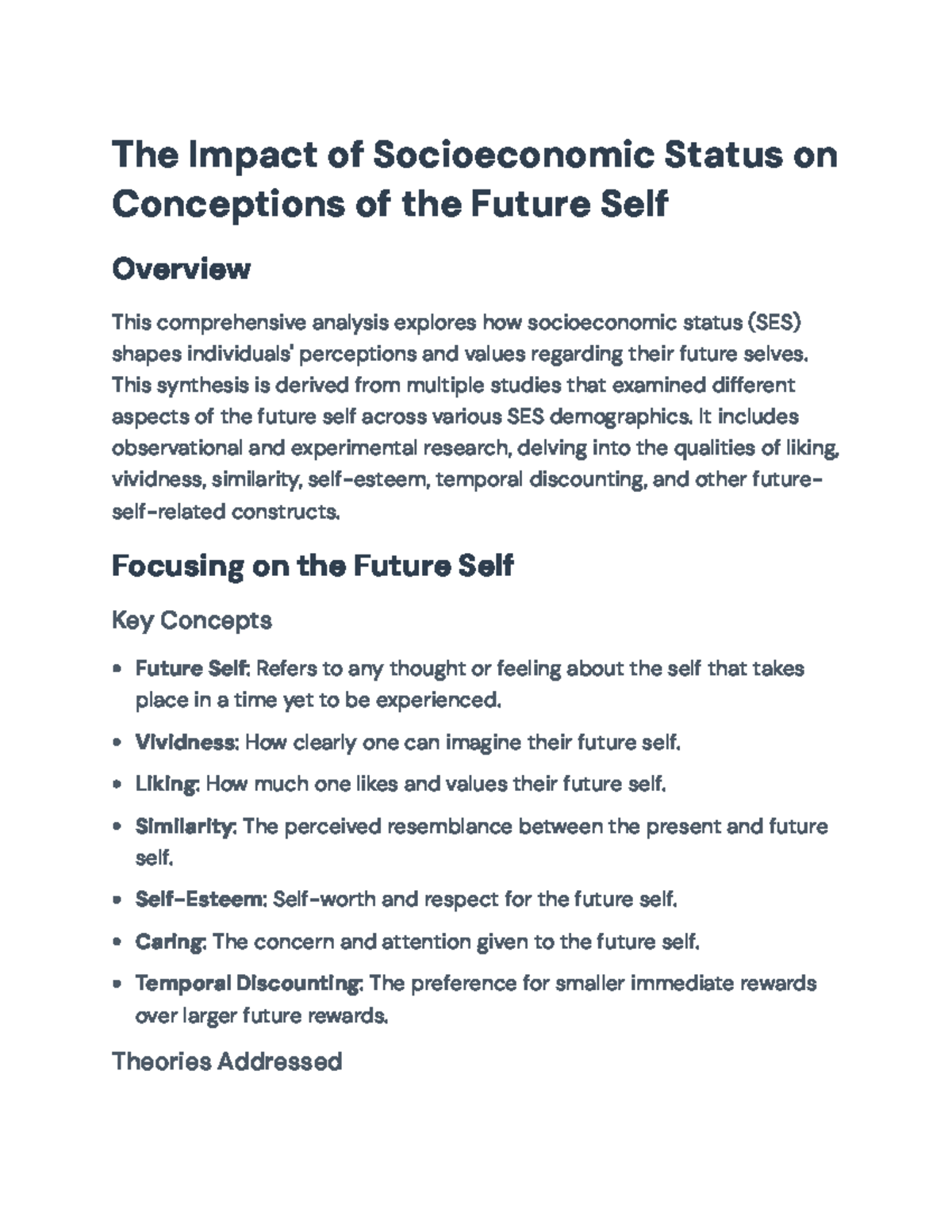 The Impact of Socioeconomic Status on Future Self Perceptions and ...