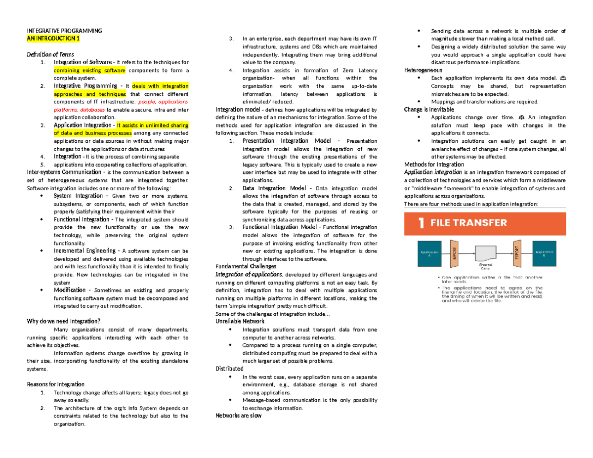 Integrative Programming Overview - Key Concepts and Methods (IPAT ...