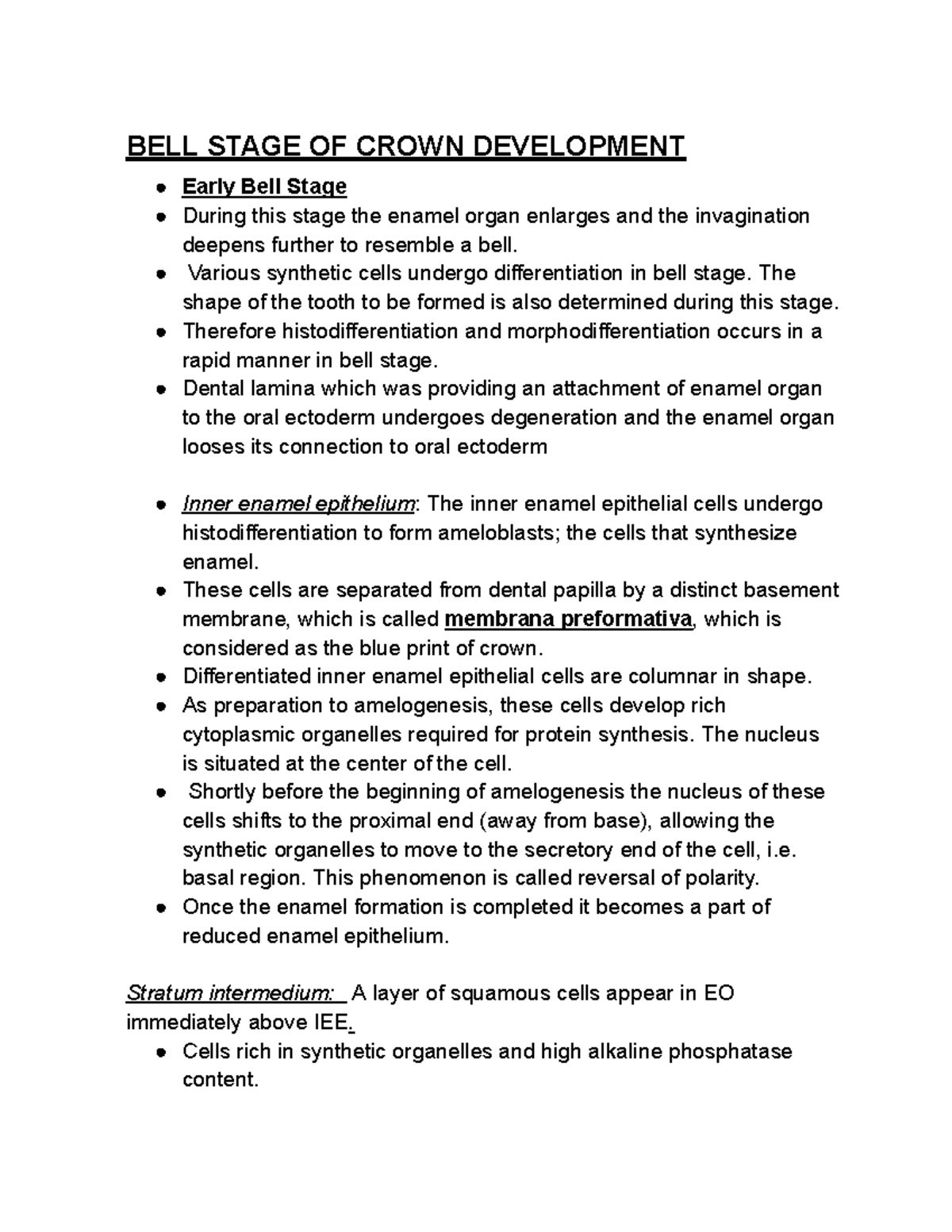 BELL Stage OF Crown Development - BELL STAGE OF CROWN DEVELOPMENT Early ...