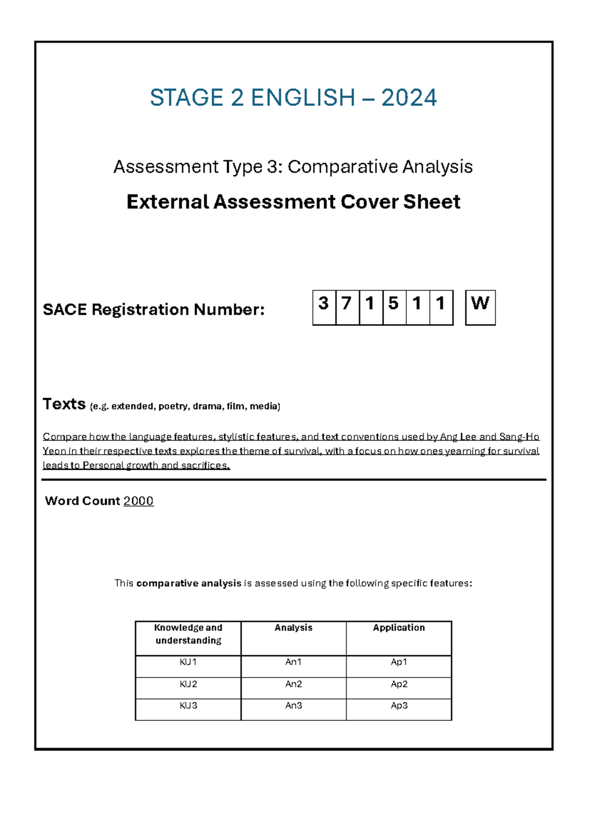 371511 W - 2ESH20 - AT3 - STAGE 2 ENGLISH – 2024 Assessment Type 3 ...
