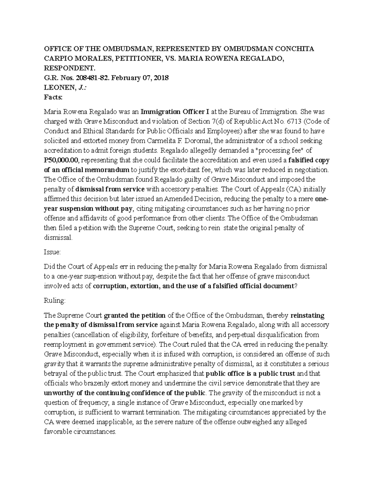 G.R. Nos. 151978, 136397, 179943, 130334, 165483: Key Legal Rulings on ...