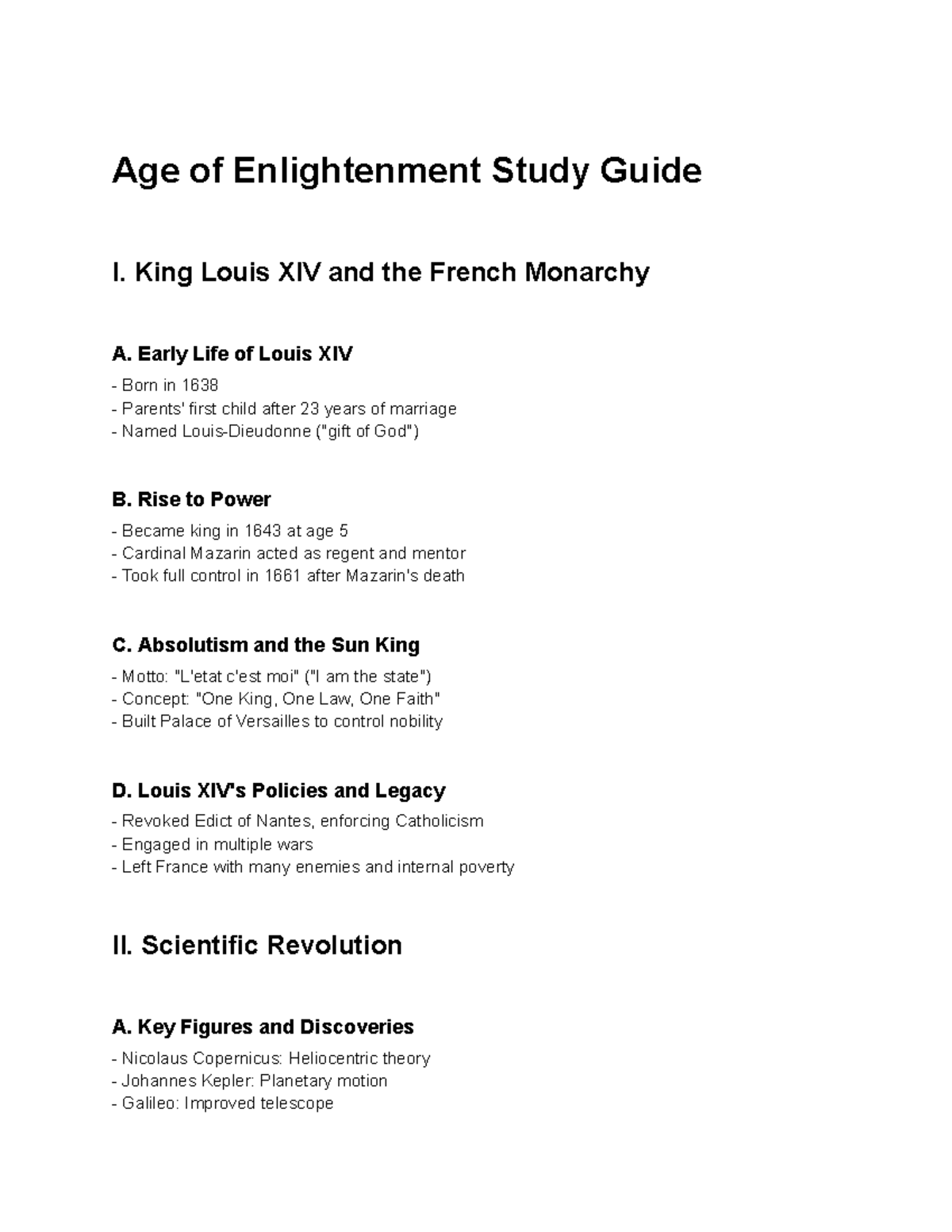 Age of Enlightenment Study Guide: Key Events and Influential Figures ...