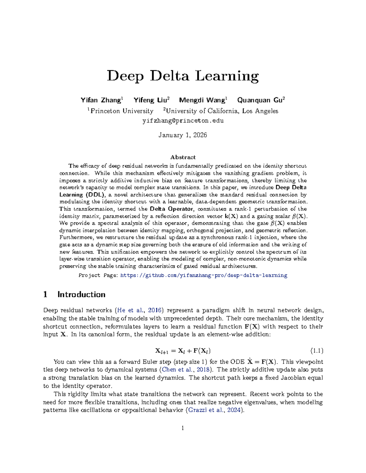 Deep Delta Learning: A Novel Approach to Residual Networks - Studocu