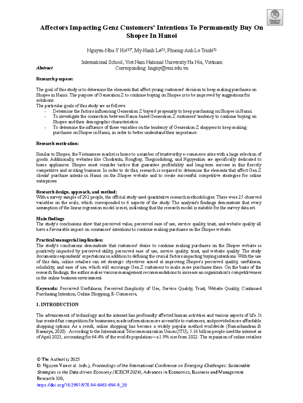 126010238: Factors Influencing Gen Z's Continued Purchases on Shopee in ...