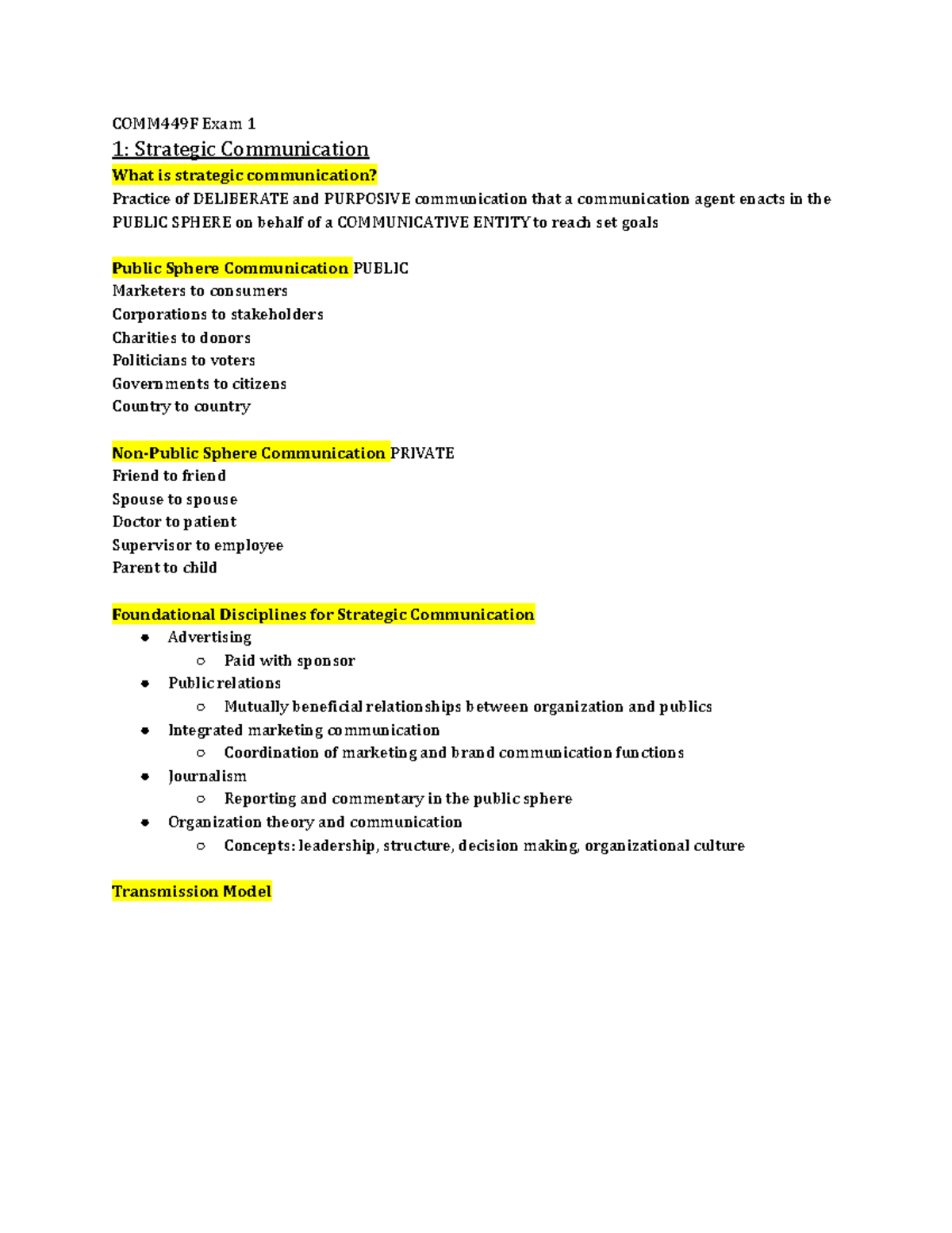 Strategic Communication Principles and Concepts - COMM449F Exam 1 Notes ...