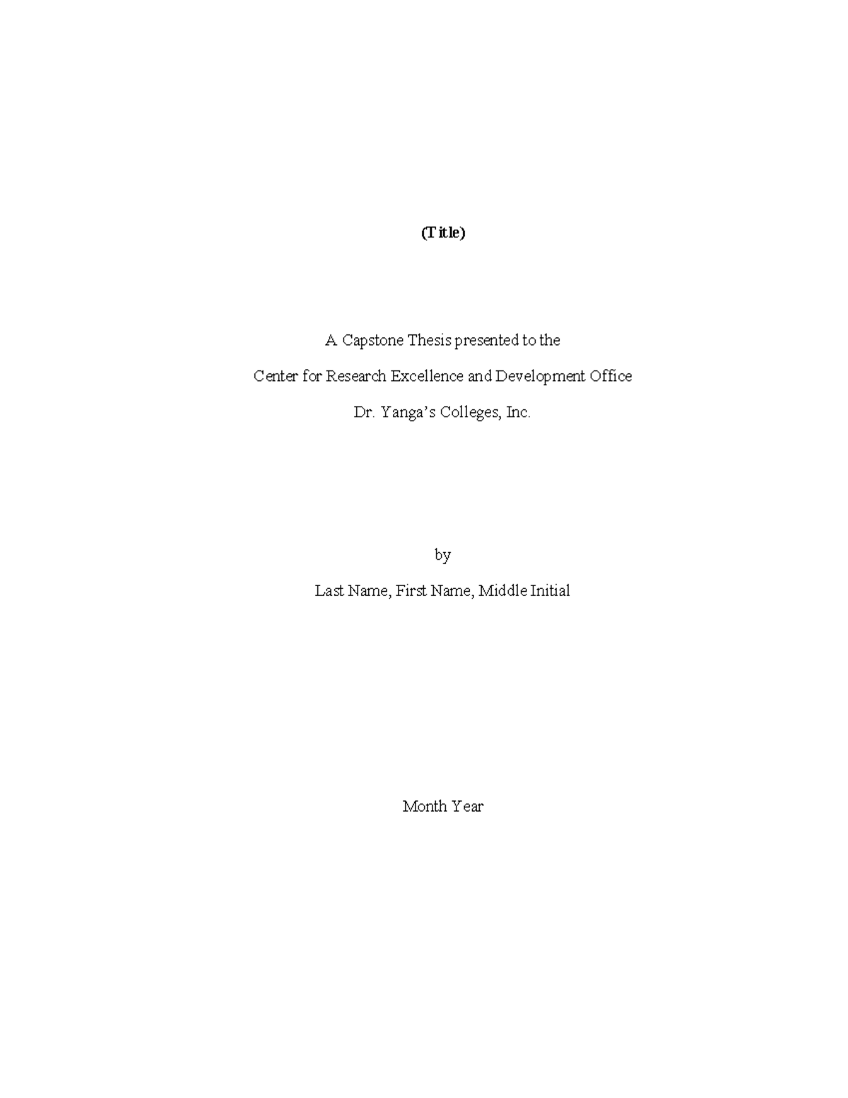 Capstone Thesis Format: Chapters 1-4 Overview and Guidelines - Studocu