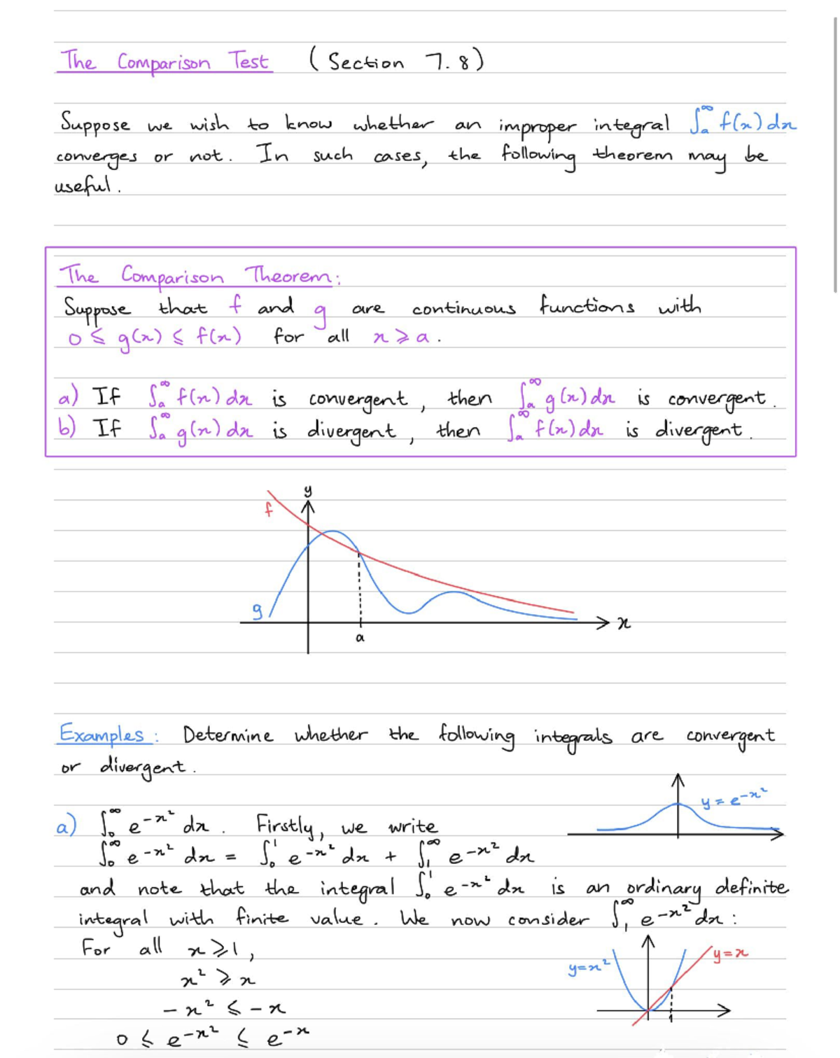9. The Comparison Test - Integration Notes - Studocu