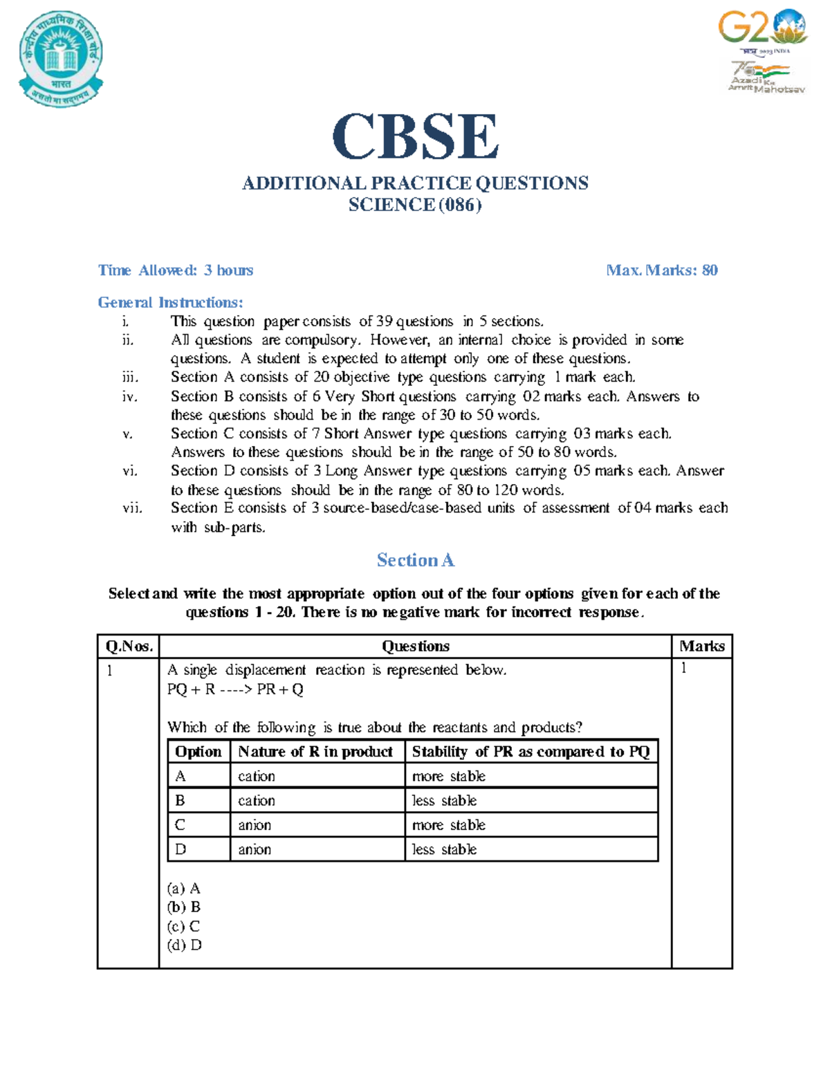 CBSE SCIENCE ADDITIONAL PRACTICE QUESTIONS (086) - Solutions Included ...
