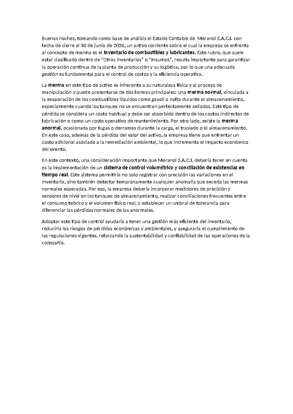 Análisis del Estado Contable de Meranol S.A.C.I. y Gestión de Mermas ...