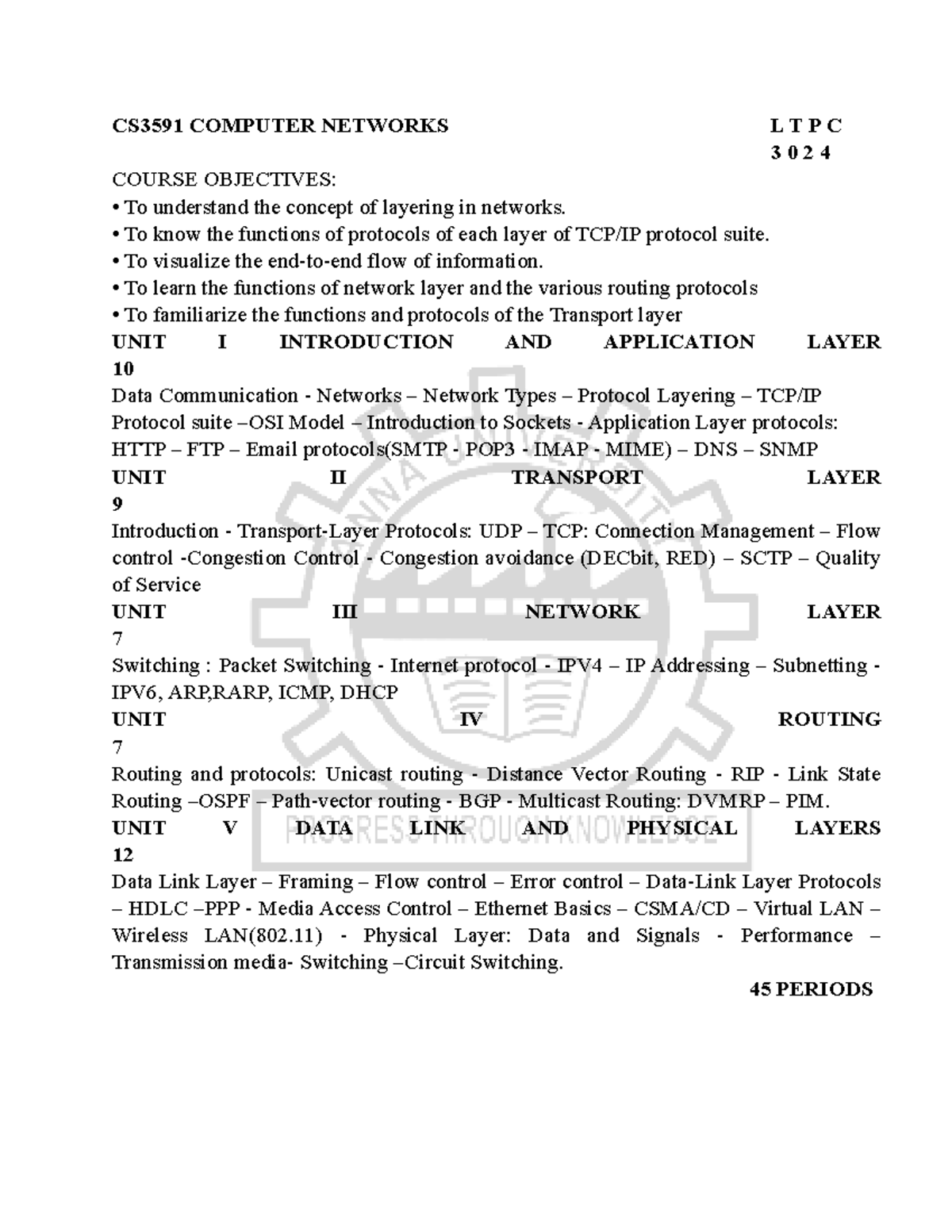 CS3591 COMPUTER NETWORKS FULL SYLLABUS - ANNA UNIVERSITY - Studocu
