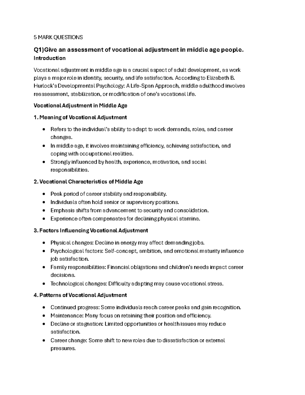 Vocational Adjustment in Middle Age: Insights and Influences (5^010 ...
