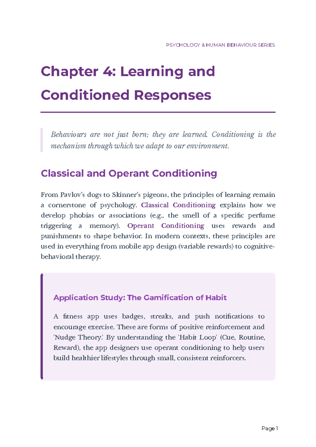 PSY 101: Psychology Series Chapter 4 - Learning & Conditioning - Studocu