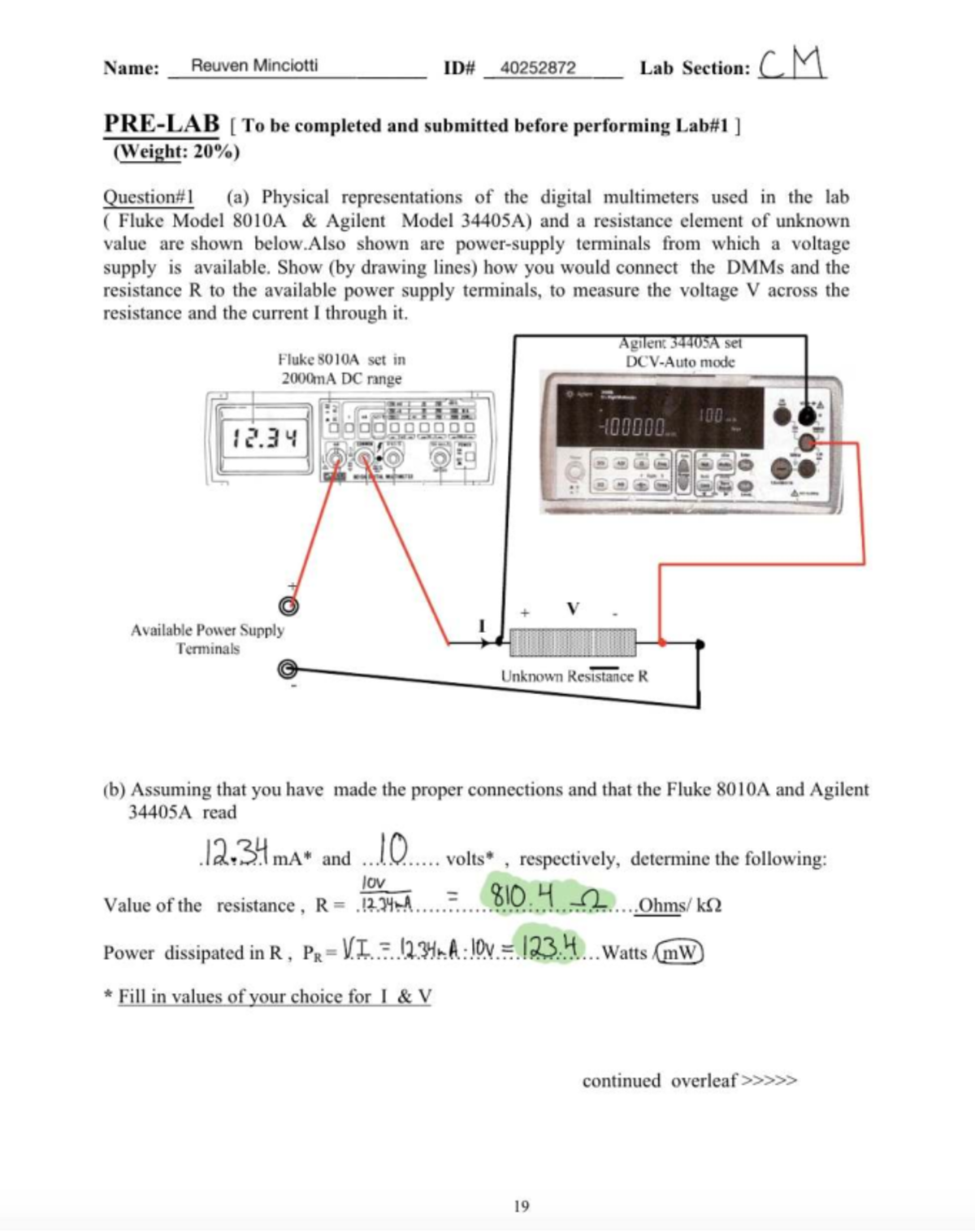 Lab Report: DMM Connections and Resistance Measurement (ENG 402) - Studocu