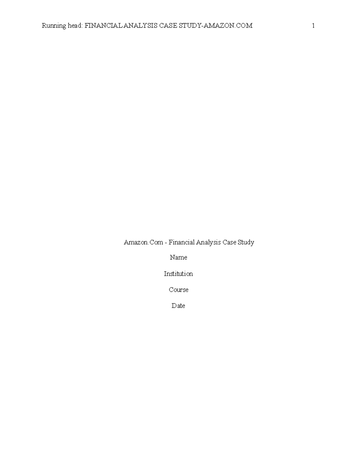 Case Study: Financial Analysis of Amazon (Course Code) - Studocu