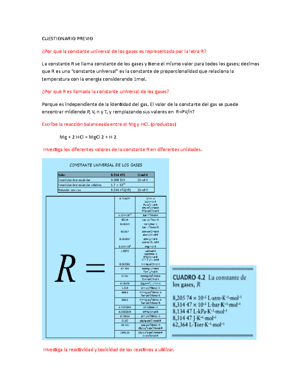 Constante Universal de los Gases R - Cuestionario Previo sobre Gases ...