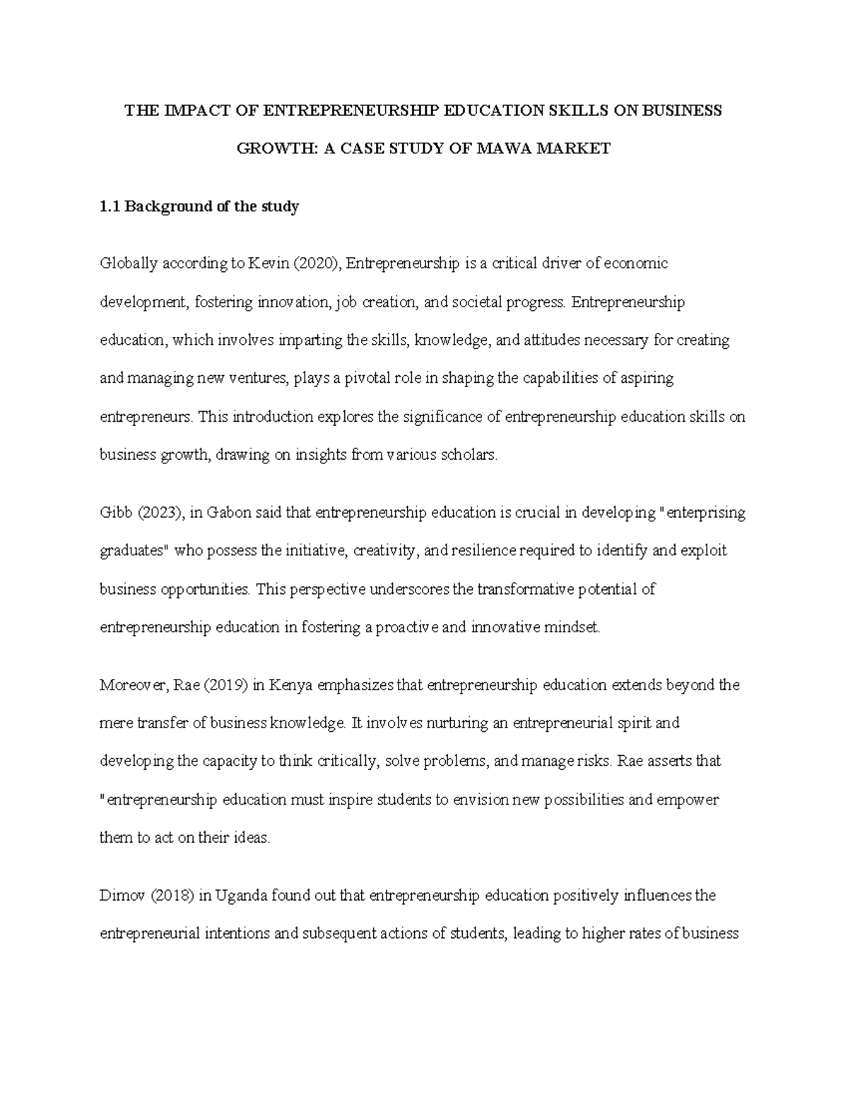 Impact of Entrepreneurship Education on Business Growth: A Case Study ...