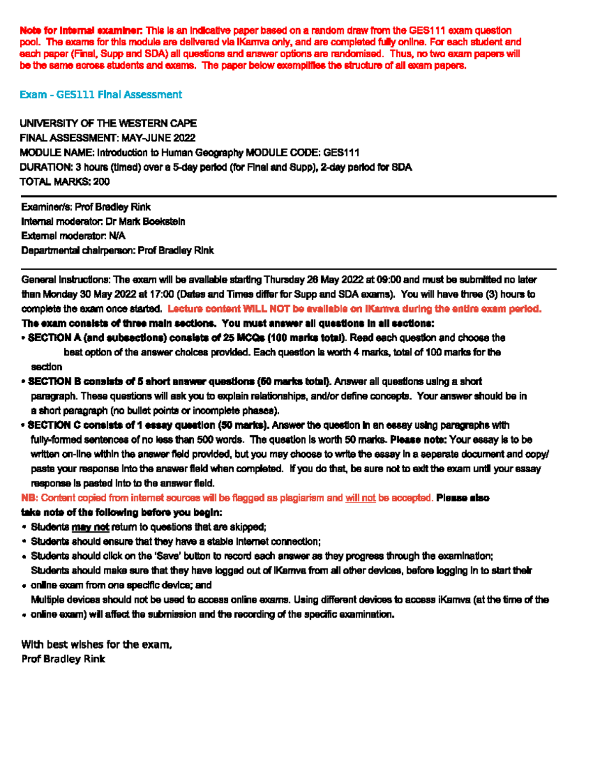 GES111 2022 06 F - To help you to prepare for your exam - Note for ...