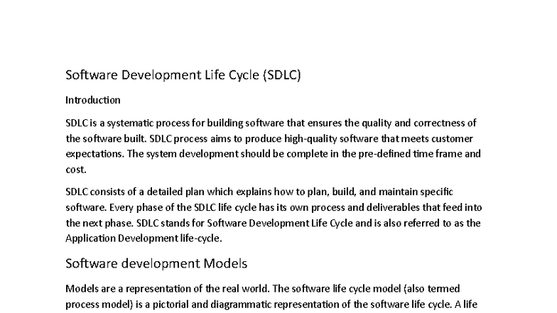 SEN201 - SEN 201 lecture note - Software Development Life Cycle (SDLC ...