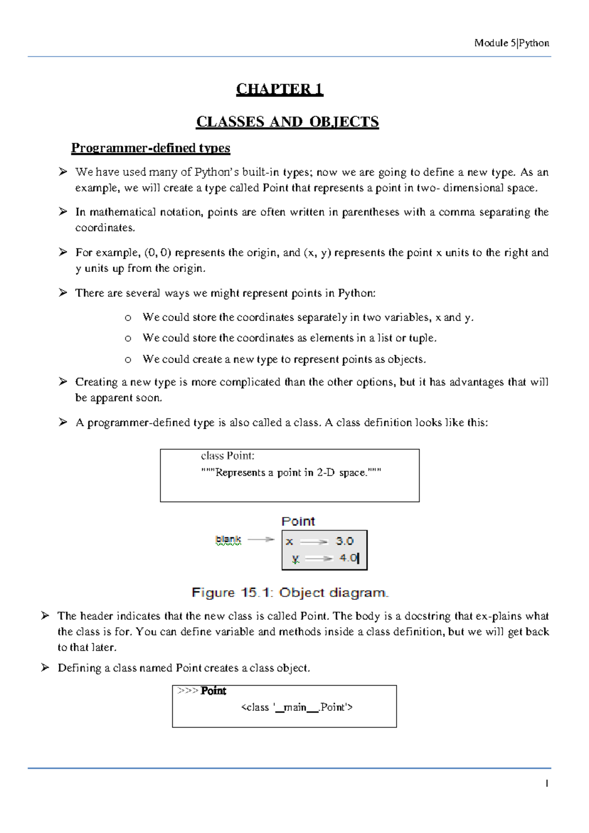 Python MOD5 Notes: Chapter 1 - Classes and Objects Overview - Studocu