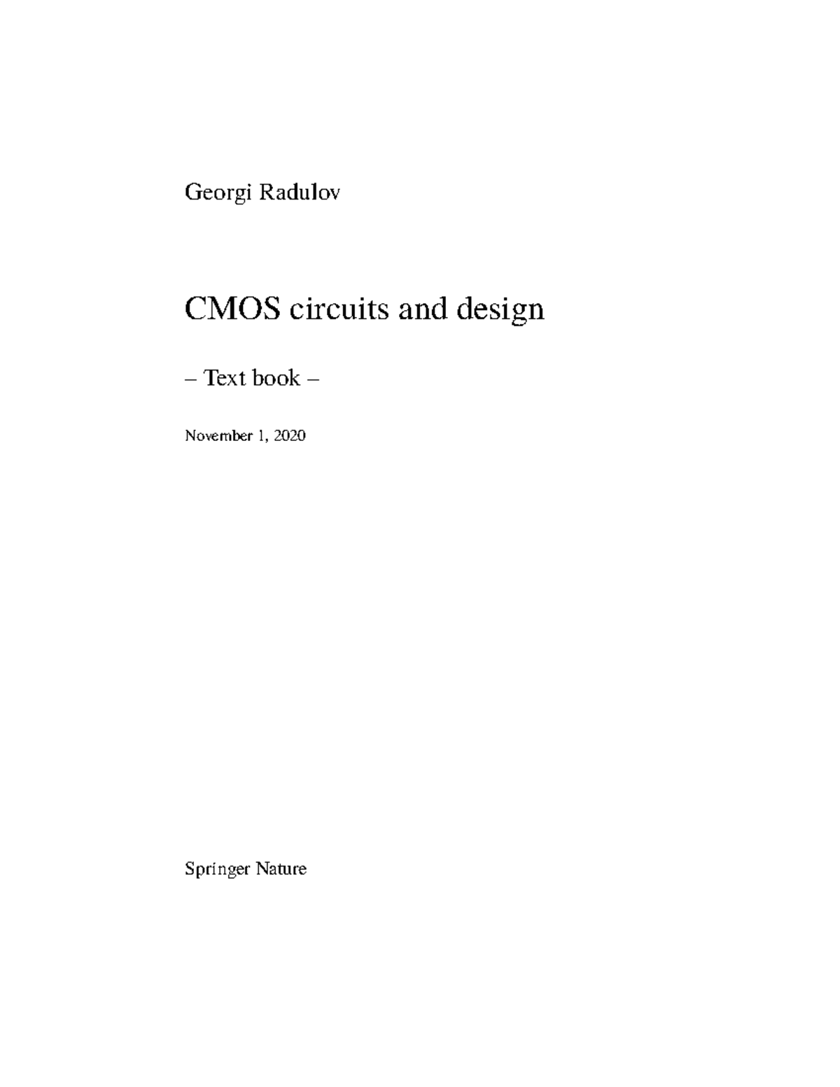 CMOS Circuits and Design: Key Concepts and Techniques (Course Code ...