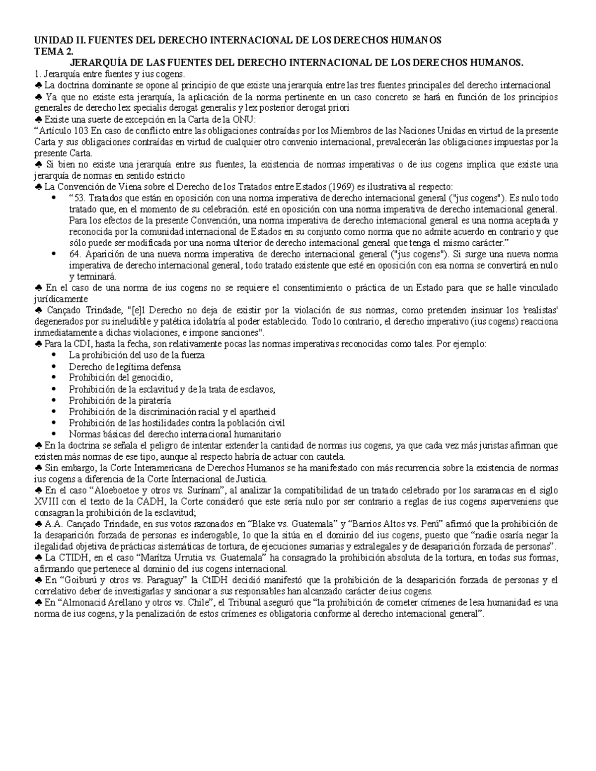 UNIDAD II: JERARQUÍA DE LAS FUENTES DEL DERECHO INTERNACIONAL DE LOS ...