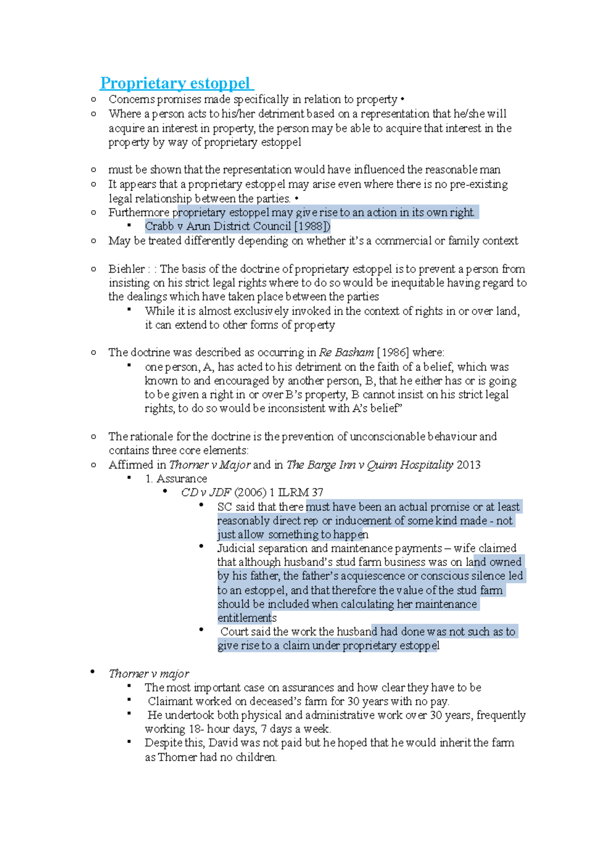 Proprietary Estoppel: FE1 Preparation Notes for Legal Understanding ...