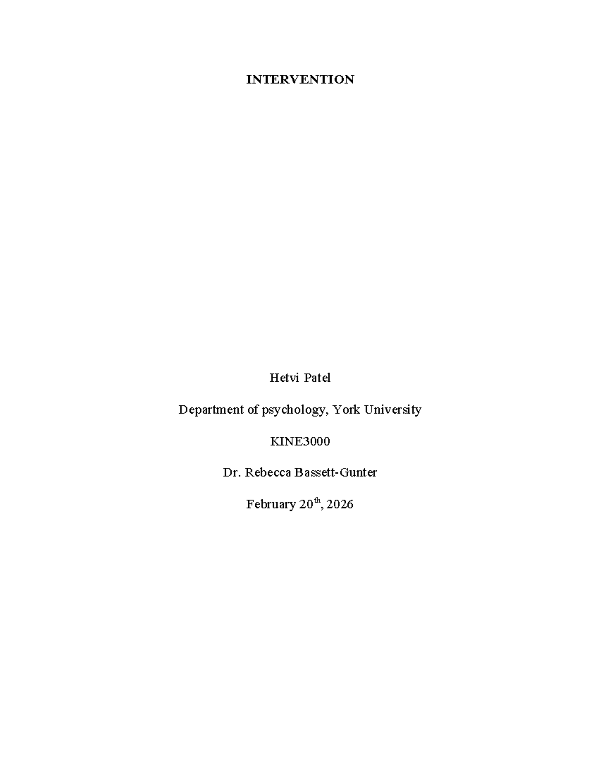 KINE Intervention Assignment: Enhancing Student Physical Activity ...